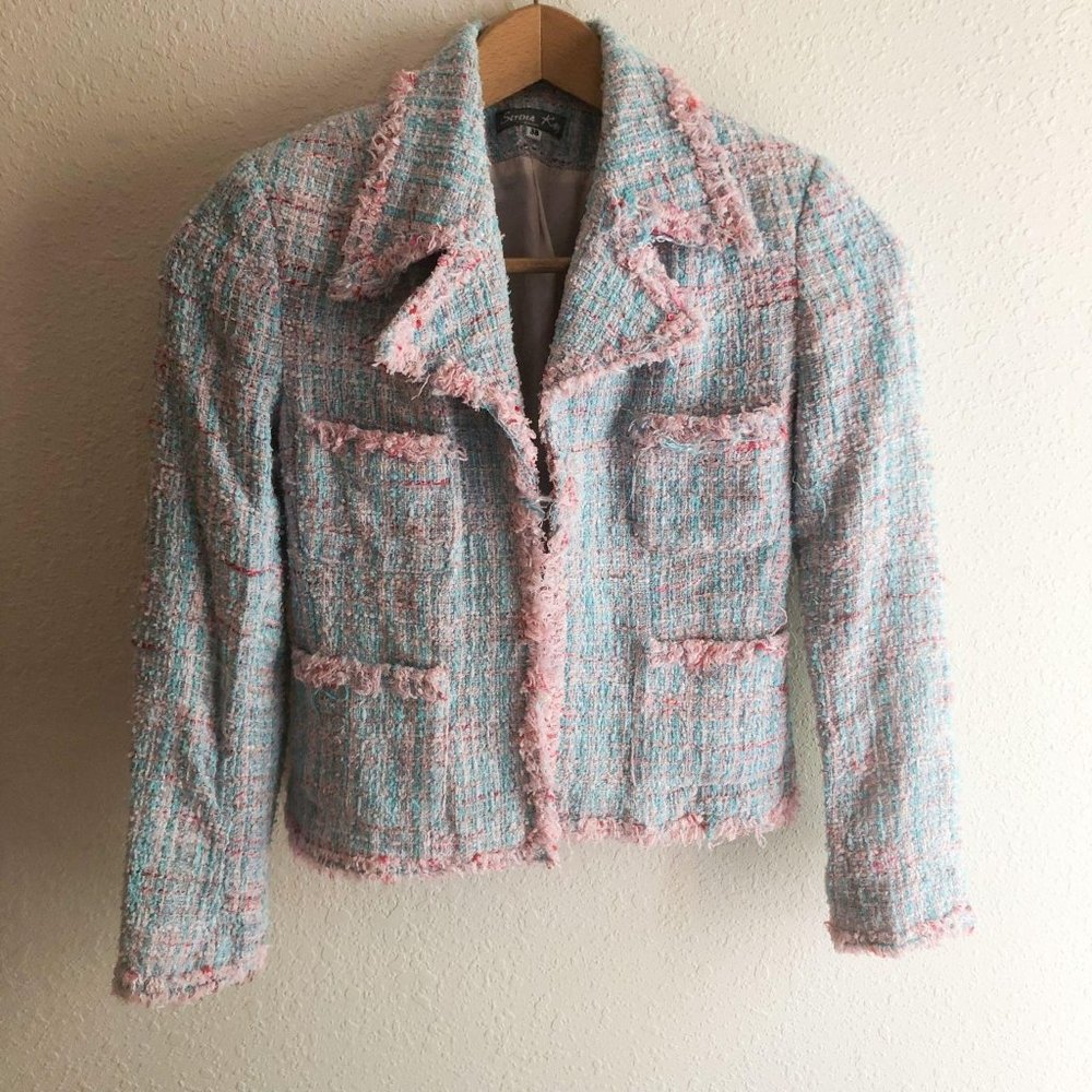 Serena Kay Paris Pink Tweed Blazer Size 38